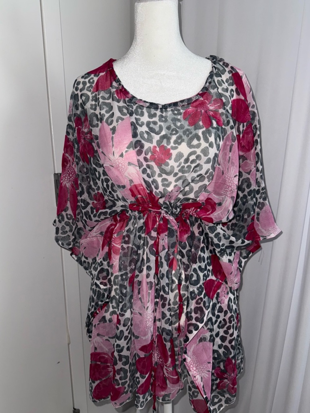 Brand new pink floral leopard print cover up